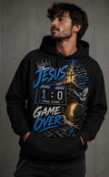 Jesus 1, Death 0 game over blue Christian hoodie
