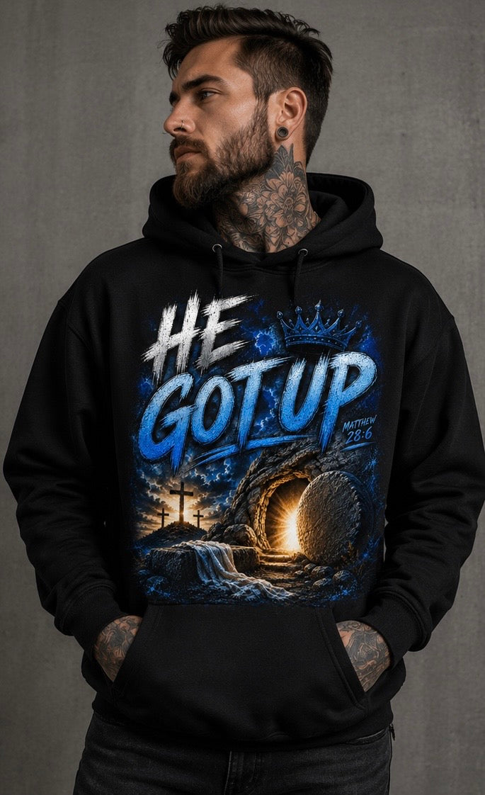 He Got Up Christian hoodie