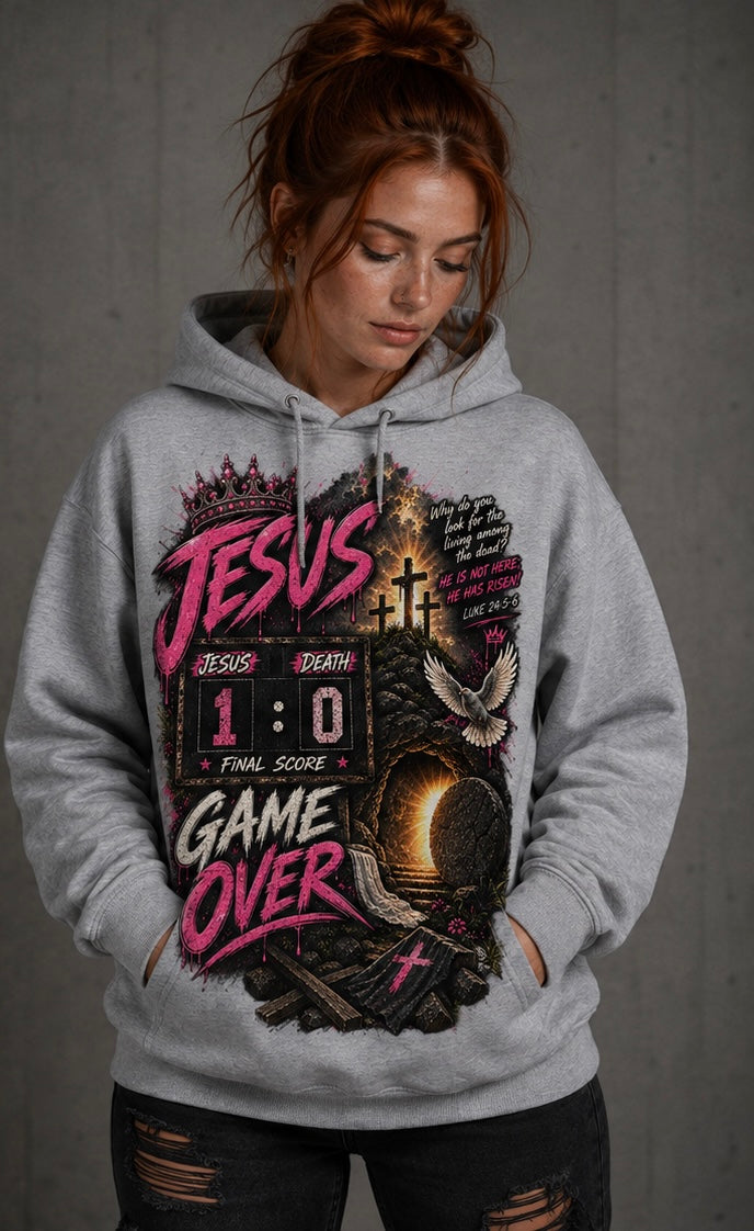 Jesus 1, Death 0 Christian pink hoodie