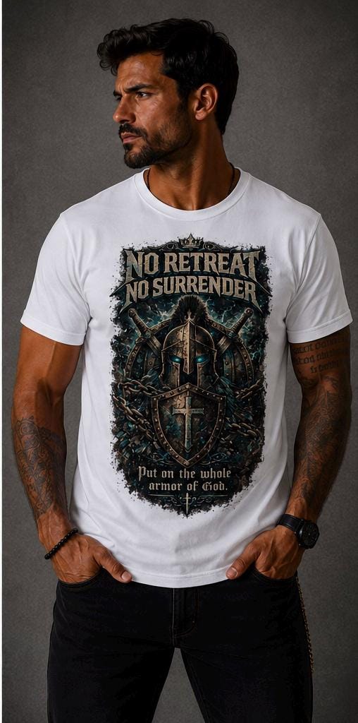 No Retreat, No Surrender Christian Warrior T-Shirt