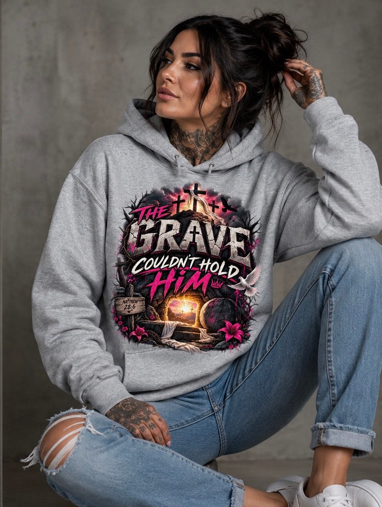 The grave couldn’t hold him Christian hoodie