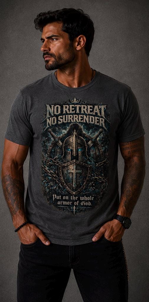 No Retreat, No Surrender Christian Warrior T-Shirt