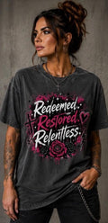 Redeemed. Restored. Relentless. Christian Graphic T-Shirt