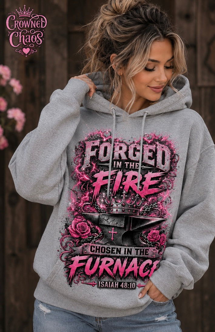 Forged in the Fire Christian pink hoodie