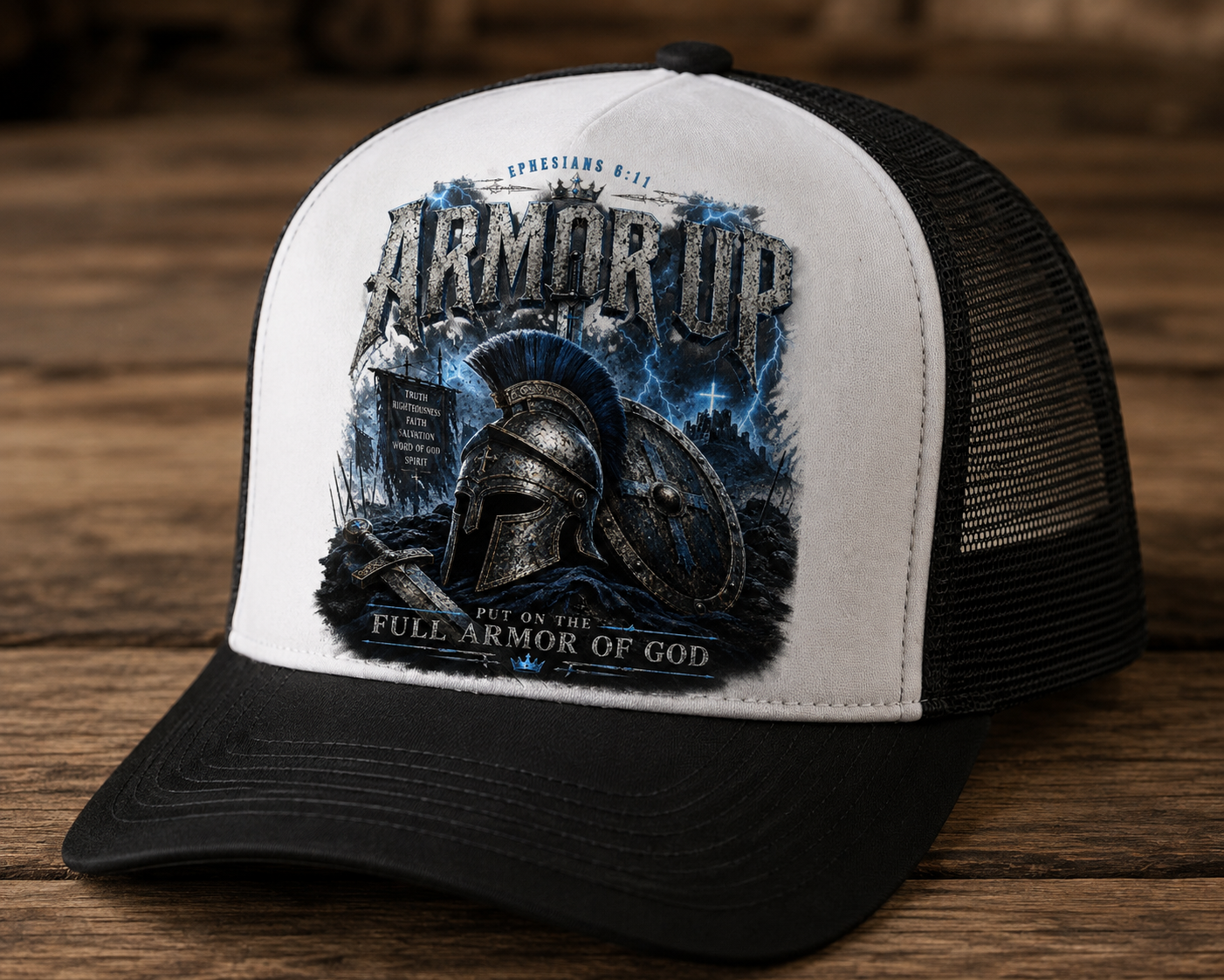 Armor Up Christian trucker cap