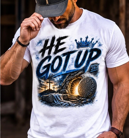 He Got Up Christian tee