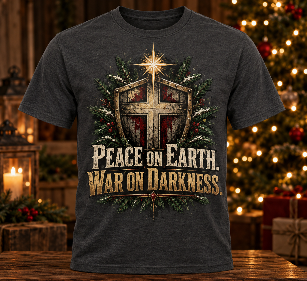 Peace on Earth. War on Darkness. | Christian Christmas T-Shirt