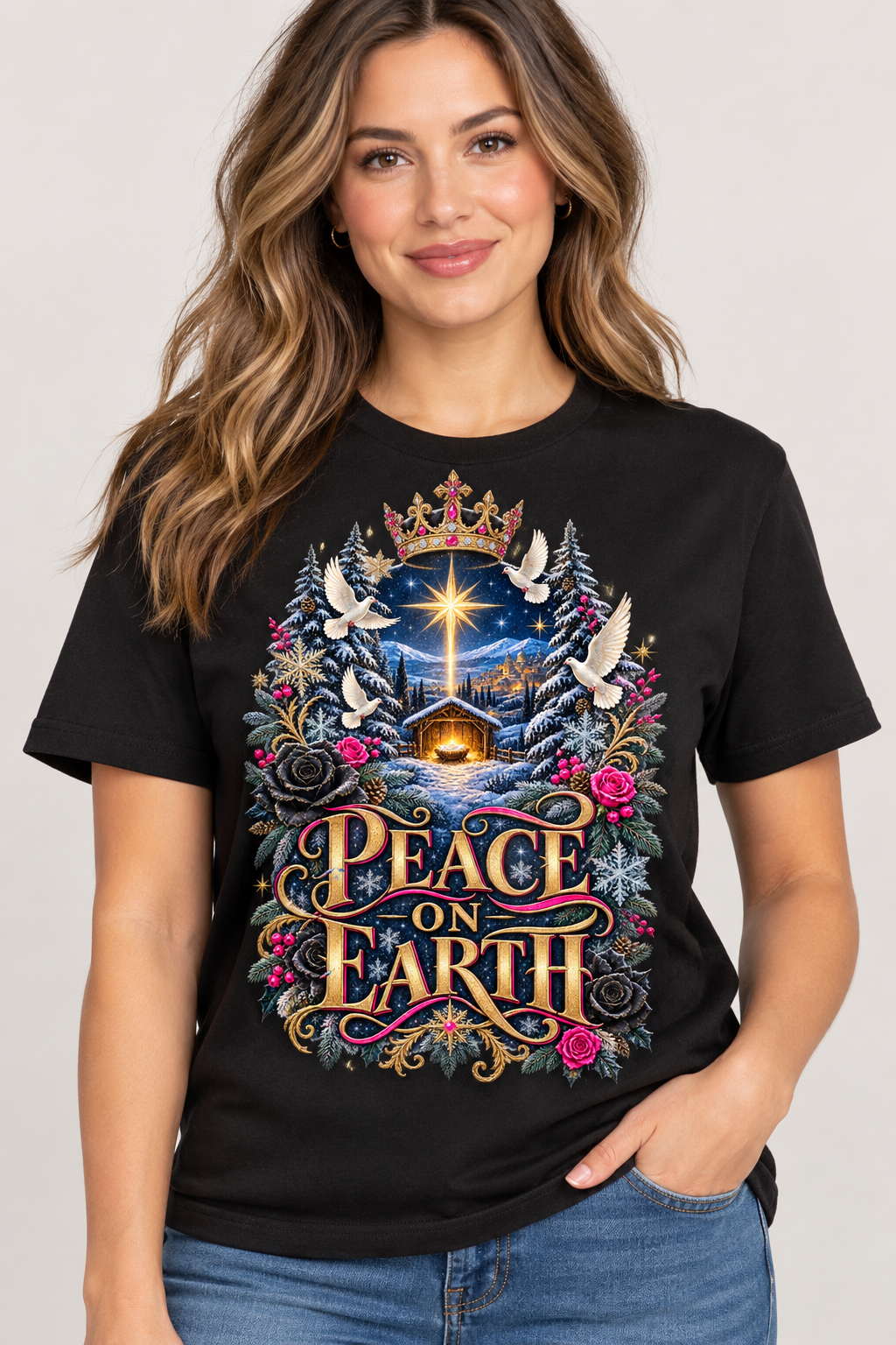 Peace on Earth Christian Christmas T-Shirt