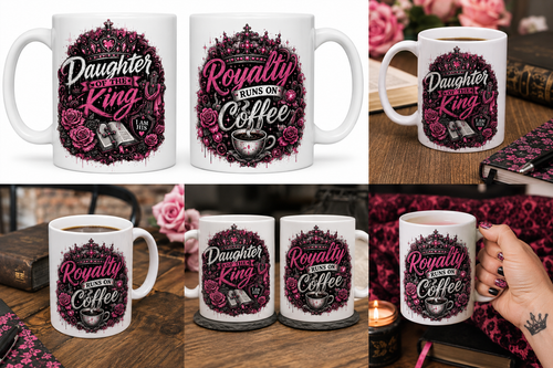 Daughter of the King/Royalty runs on Coffee mug