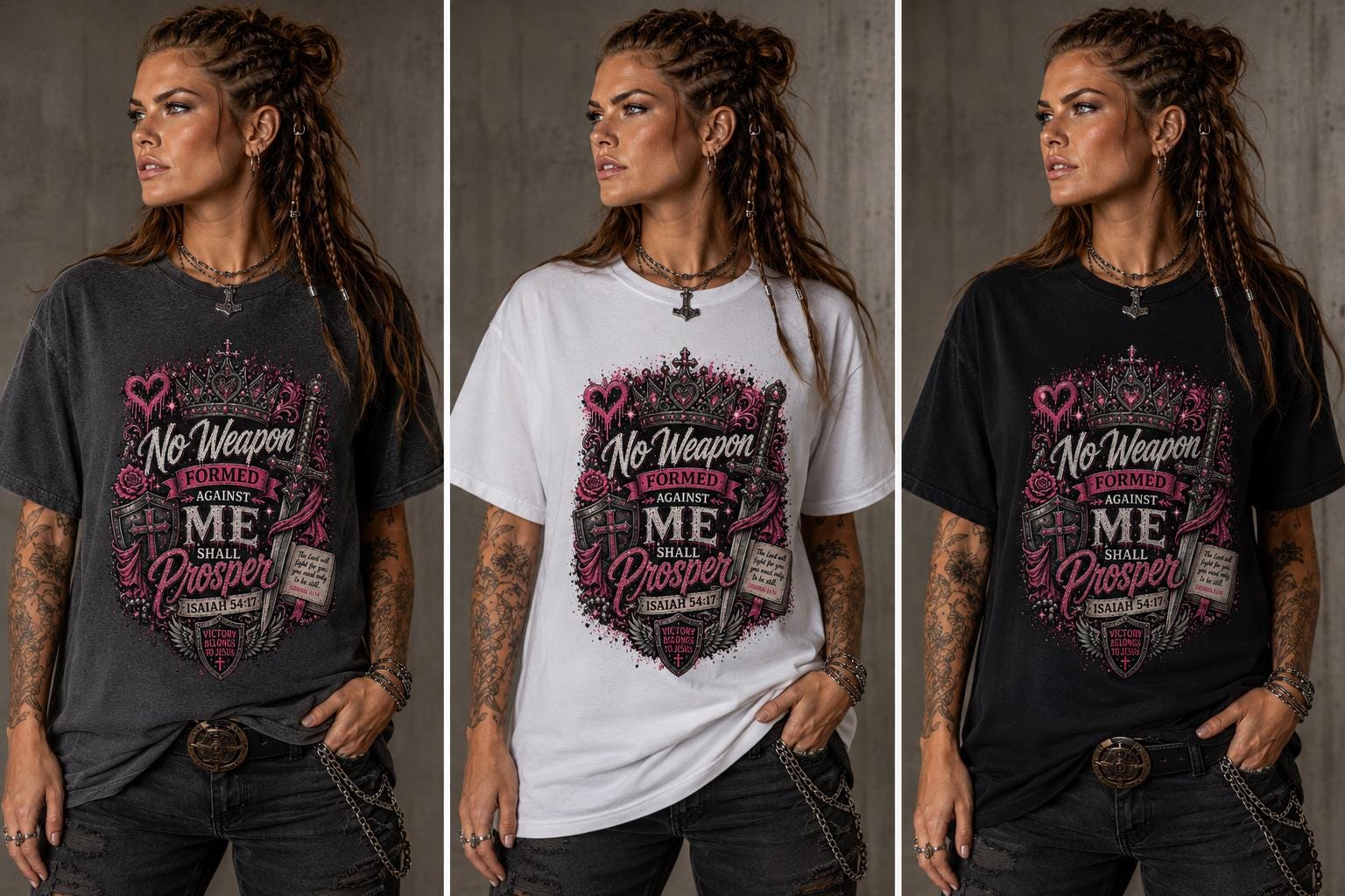 No Weapon Formed Against Me Shall Prosper Isaiah 54:17 Christian T-Shirt